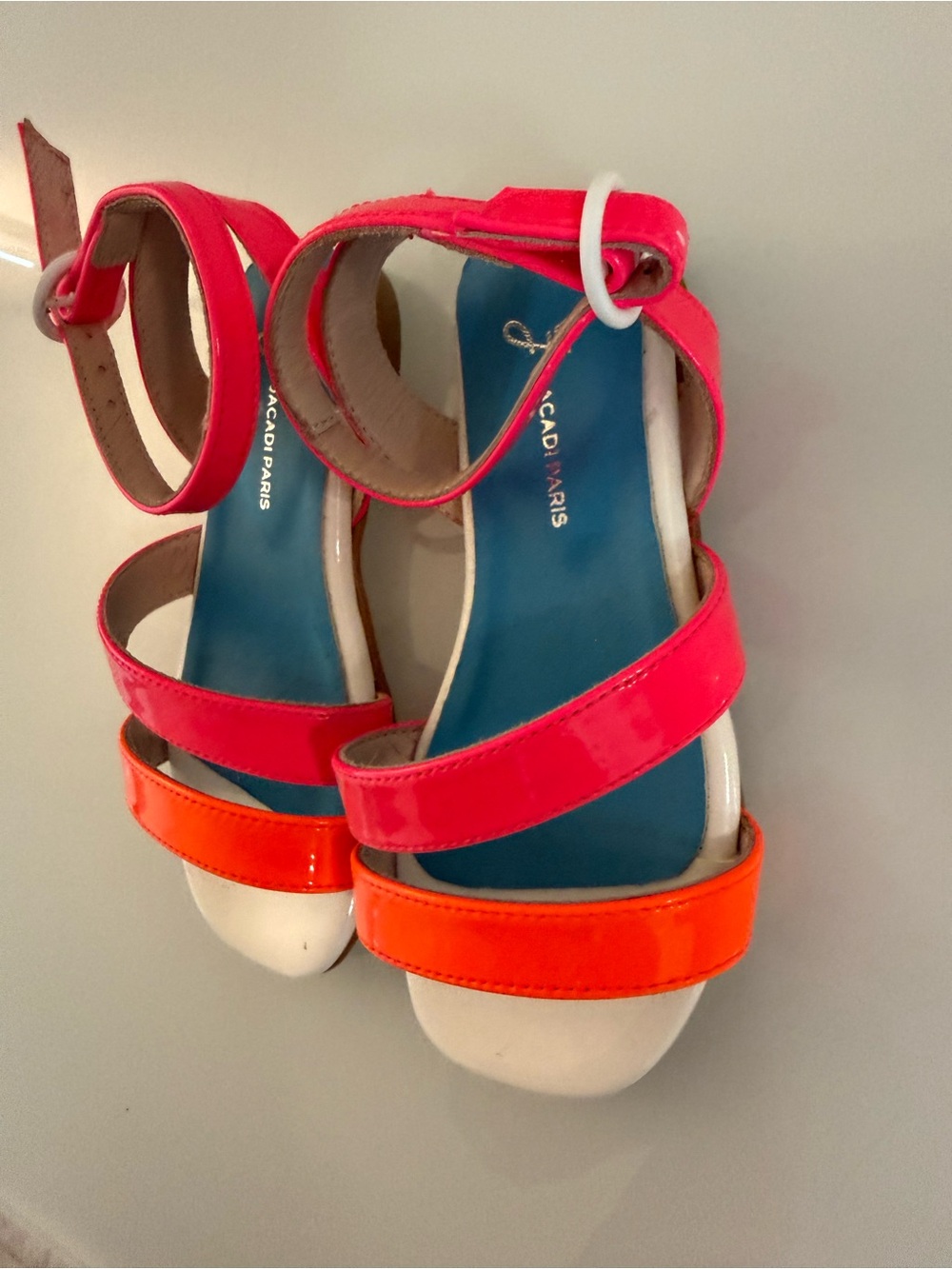 Jacadi Pink and Orange Patent Strap Kids Sandals